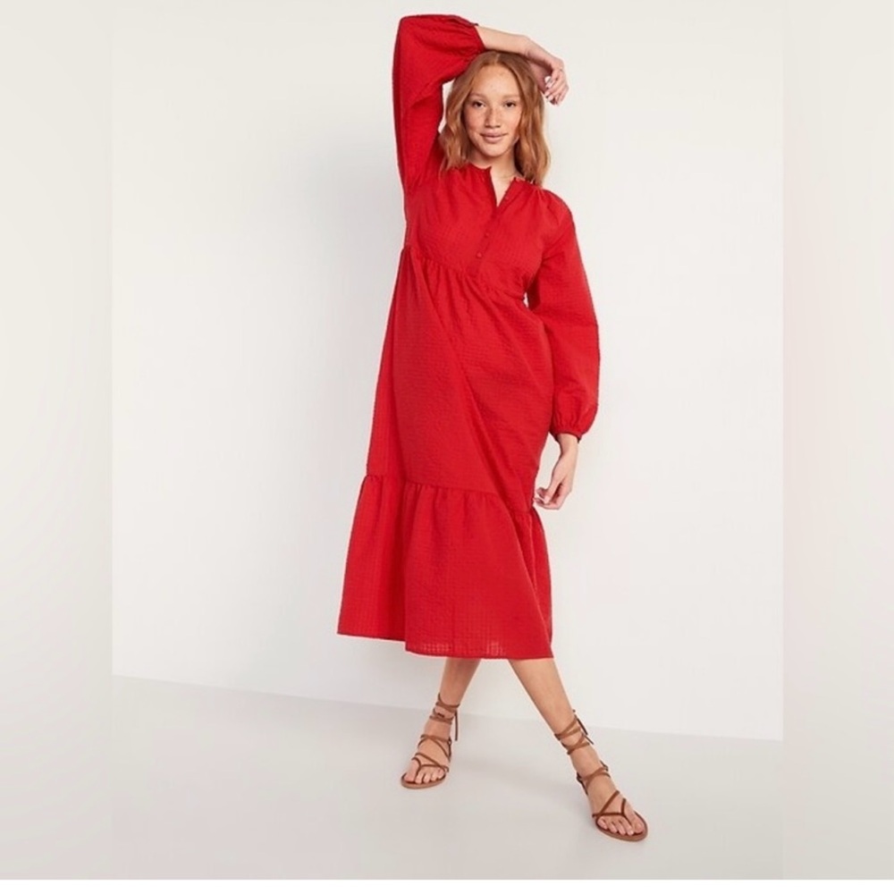 Old Navy long sleeve red dress